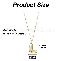 Collier avec pendentif en laiton avec lettre initiale 1 pièce&nbsp;NJEW-YW0001-24L