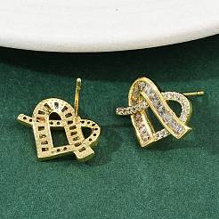Orecchini da donna in ottone con micro pavé di zirconi cubici&nbsp;EJEW-K312-01G