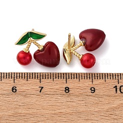 Boucles d'oreilles à tige en laiton cerise et perles en plastique ABS&nbsp;EJEW-U062-04A-G