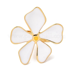 Bagues réglables en acier inoxydable 304 plaqué or ionique (IP) avec fleur en émail pour femmes&nbsp;RJEW-K276-01G
