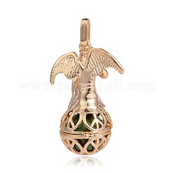 Pendentifs de cages rondes creuses en laiton plaqué d'or&nbsp;KK-J249-01G