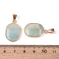 Amazonit Anhänger mit natürlichen Blumen&nbsp;G-N349-04D-G