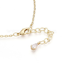 Colliers avec pendentif croissant de lune en laiton et zircone cubique transparent&nbsp;NJEW-N056-02G