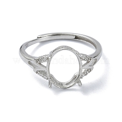 Verstellbare 925 Sterling Silber 4 Zinken Ringfassungen&nbsp;STER-K179-31P