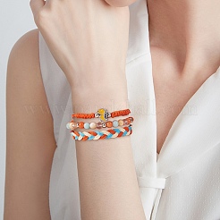 Gewachste Polyester-String geflochtene Kordel-Armbänder-Set&nbsp;BJEW-SW00032-04