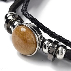 Bracelets multi-rangs en jade topaze naturelle&nbsp;BJEW-Q337-01C