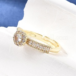 Messing Micro Pave klare Zirkonia Manschette offene Ringe&nbsp;CU-CBA5C10-18G