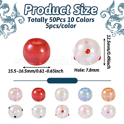 50 pz 10 colori perline acriliche opache&nbsp;OACR-TA0001-19