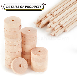 30 Satz unfertiges chinesisches Kirschholzrad und -stab&nbsp;DIY-OC0010-68B