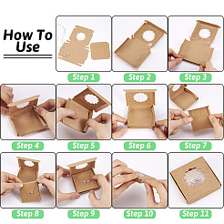 Boîtes de rangement de bijoux en papier kraft carré&nbsp;CON-TAC0001-04B
