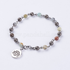 Natürlichen Edelstein Fußkettchen&nbsp;AJEW-AN00217