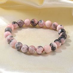 Bracciali elasticizzati con perle di diaspro naturale zebra&nbsp;X-BJEW-K212-B-035