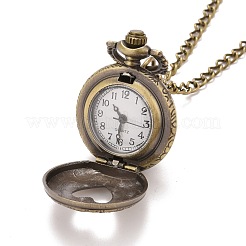 Lega piatta e rotonda con cuore pendente orologio da tasca collana di quarzo&nbsp;WACH-N011-27