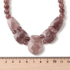 Natürliche Erdbeerquarz facettierte Lätzchen abgestufte Perlenketten für Frauen&nbsp;NJEW-B128-01L