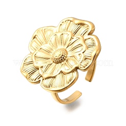 Verstellbare Manschettenringe aus Edelstahl 304 mit Blumenmotiv für Damen&nbsp;RJEW-M103-04B-G