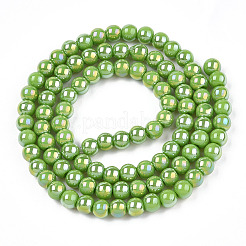 Chapelets de perles en verre opaque électrolytique&nbsp;LS-GLAA-T032-P4mm-AB06