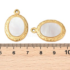 Anhänger aus naturweißen Muscheln aus Edelstahl 304&nbsp;STAS-L288-04G-02