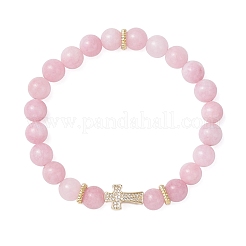 Braccialetti elastici con perle rotonde di quarzo naturale&nbsp;BJEW-JB12257-02