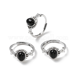 Los anillos de dedo de ágata negro&nbsp;RJEW-A084-03P-05
