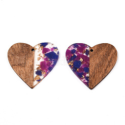 Pendentifs en résine transparente et bois de noyer&nbsp;RESI-TAC0017-73-A05