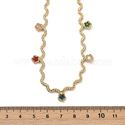 Colliers à pampilles en acier inoxydable 304 avec chaîne en corde et zircone cubique colorée pour femmes&nbsp;NJEW-V015-01G-C