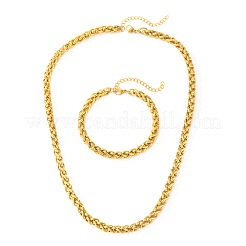 304 Edelstahl-Kettenarmbänder & Halsketten-Sets&nbsp;FS-WGEEBCF-01