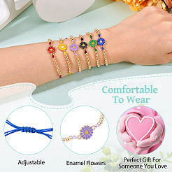 6 Stück 6 Farben Legierung Emaille Gliederarmbänder für Frauen&nbsp;BJEW-TAC0042