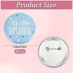 4 Stück „It's my birthday“-Brosche aus Weißblech&nbsp;JEWB-CN0001-12B