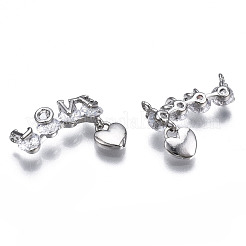 Connettori pendenti in ottone con zirconi cubici trasparenti&nbsp;ZIRC-S069-009P