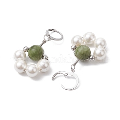Muschelperle & Taiwan-Jade Leverback-Ohrringe&nbsp;EJEW-JE05927-01