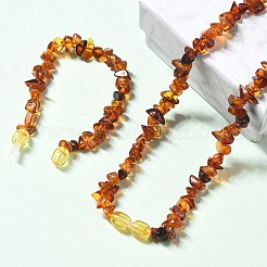 Armbänder und Halsketten-Sets aus Naturbernsteinperlen für Babys&nbsp;AJEW-K050-04