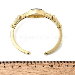Bracciali rigidi da donna in ottone esagonale con pietre preziose naturali e zirconi cubici incastonati a pavé.&nbsp;BJEW-Z172-01G