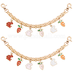 2 pz lega smaltata carota coniglio nappa catena di ferro borsa catene decorative&nbsp;AJEW-BBC0001-07