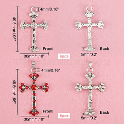 12 Stück 2 Stile tibetischer Stil Legierung Strass Anhänger&nbsp;RB-FH0001-04
