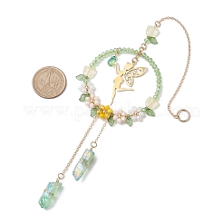 Décorations pendentifs elfe et perles de verre en acier inoxydable&nbsp;HJEW-TA00250