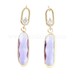 Orecchini a perno ovali in ottone color oro chiaro con micro pavè di zirconi&nbsp;EJEW-Q800-49KCG