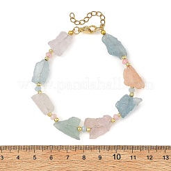 Braccialetti con pepite di morganite naturale grezza e perline di giada malese tinta.&nbsp;BJEW-JB14390