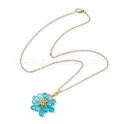 Colliers pendentifs en perles de verre faites à la main avec des fleurs&nbsp;NJEW-MZ00096-05