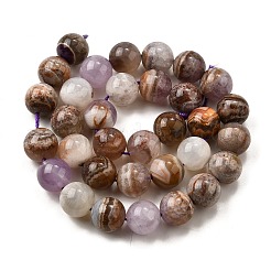 Natürliche Amethyst-Spitzenachat-Perlenstränge&nbsp;G-H312-C01-12mm
