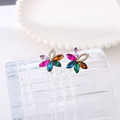 Blumen-Ohrstecker aus Zinklegierung mit Strass&nbsp;FS-WGAC51A-01
