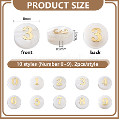 20 Stück 10 Stile natürliche weiße Muschel flache runde Perlen&nbsp;BSHE-PH0001-62