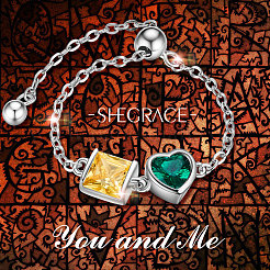 Verstellbare rhodinierte 925-Fingerringkette aus Sterlingsilber&nbsp;JR618A