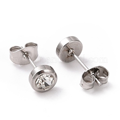 Orecchini a bottone con colonna di strass&nbsp;EJEW-H357-04P-01
