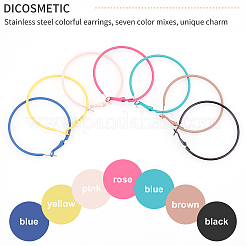 7 par de pendientes de aro grandes de acero inoxidable 201 de 7 colores&nbsp;EJEW-DC0001-09