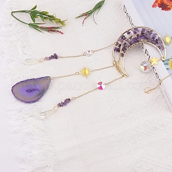 Mondfänger aus mit Kupferdraht umwickelten Amethystsplittern&nbsp;HJEW-H065-10C