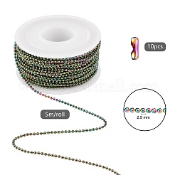 5 m Kugelketten aus 304 Edelstahl in Regenbogenfarben&nbsp;STAS-SZ0002-22B