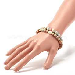 Ensemble de bracelets extensibles en perles rondes en bois naturel&nbsp;BJEW-JB07367
