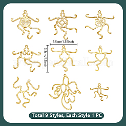 9 pz 9 stili ottone 5 griffe ciondolo cabochon vuoto&nbsp;KK-PH0015-62G