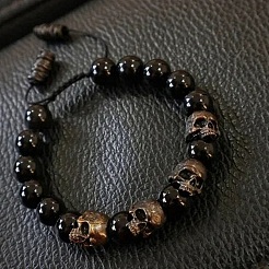 Bracelets extensibles en perles de crâne en alliage pour hommes&nbsp;PW23032791978