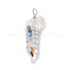 Gros pendentifs pointus en cristal de quartz naturel brut et brut enveloppés de fil de cuivre&nbsp;G-E593-01P
